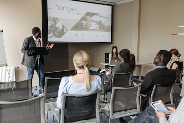 business presentation to seated audience