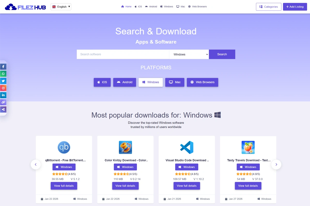 FilezHub homepage